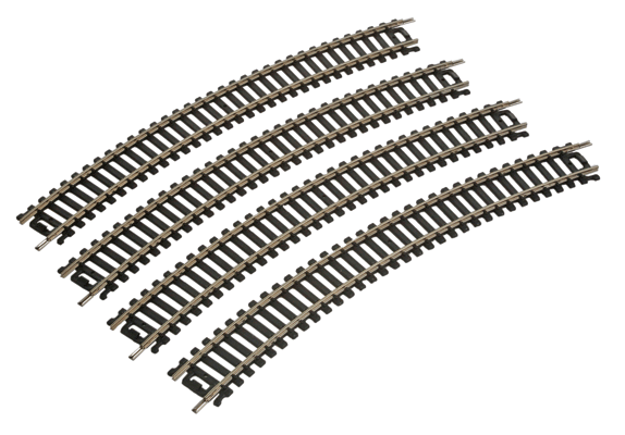 18" Radius Curve 4-Pack -- Code 100 Nickel Silver