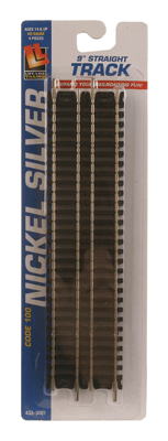 9" Straight Track pkg(4) -- Code 100 Nickel Silver