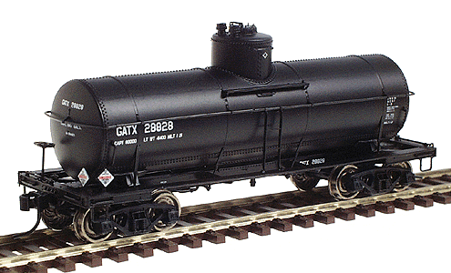 Proto 2000 8,000 Gallon Tank Car - Assembled -- GATX (General American) #28828 (black w/black bottom)