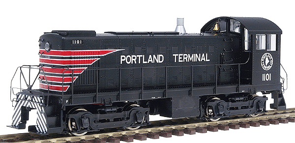 Alco S3 - Standard DC - PROTO 2000(R) -- Portland Terminal #1101 (black, red stripes)