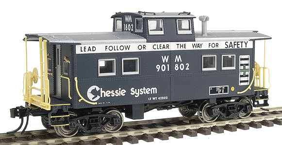 Proto 2000 Northeastern Center Cupola Caboose - Assembled -- Chessie/WM Safety #901802 (blue w/large safety slogan)