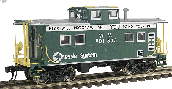 Proto 2000 Northeastern Center Cupola Caboose - Assembled -- Chessie/WM Safety #901803 (green w/large safety slogan)