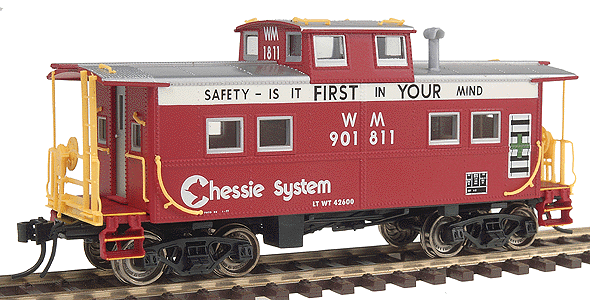 Proto 2000 Northeastern Center Cupola Caboose - Assembled -- Chessie/WM Safety #901811 (red w/large safety slogan)