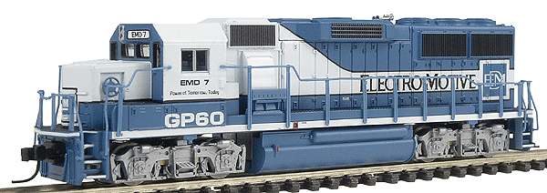 EMD GP60 - Standard DC - PROTO N(TM) -- Electro Motive Division #7 (blue, white)