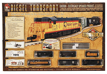 Rail Legends Series Diesel Transport Freight Set -- Union Pacific w/Power-Loc(tm) 21x31" Oval SD7 w/4 Cars & Caboose
