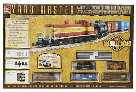 Rail Legends Series Yard Master Diesel Freight Set -- Great Northern Power-Loc(tm) 21x31" Oval SW9 w/3 Cars & Caboose