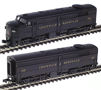 Diesel Alco FA2/FB2 Powered -- Louisville & Nashville #306 & 210  (simplified black w/yellow lettering)