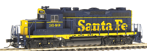 EMD GP20 - Standard DC - PROTO N(TM) -- Santa Fe #3149 (blue & yellow; Pin Stripe)