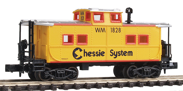 Center-Cupola Steel Caboose -- Chessie System (yellow, vermillion, blue)
