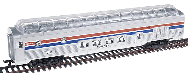 60' Streamlined Full Dome Car w/Lights -- Amtrak(R) Phase I