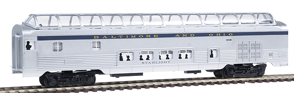 60' Streamlined Cars w/Lights - Baltimore & Ohio -- Full Dome