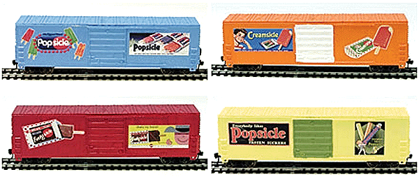 Proto 1000 Popsicle(R) Collectible Ice Cream Boxcar 4-Pack - Limited Run -- 1 Each: Creamsicle, Fudgesicle, Popsicle 1 & Popsicle 2
