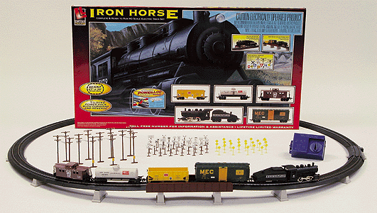 Steam Freight - Iron Horse -- Pennsylvania 0-4-0, 3 Cars, Caboose, 38x47" Power-Loc Oval, Power Pack