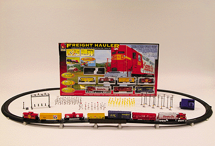 Diesel Freight - Freight Hauler -- Santa Fe GP38-2, 5 Cars, Caboose, 65x38" Power-Loc Oval, Power Pack
