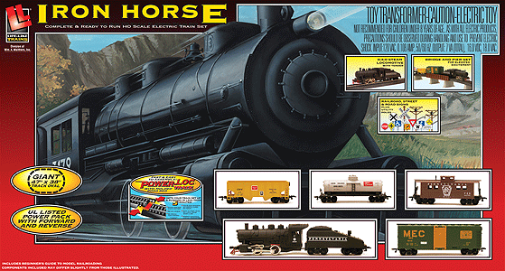 Steam Freight - Iron Horse -- PRR 0-4-0 w/Tender, 3 Cars, Caboose, 38x47" Power-Loc Oval, Power Pack
