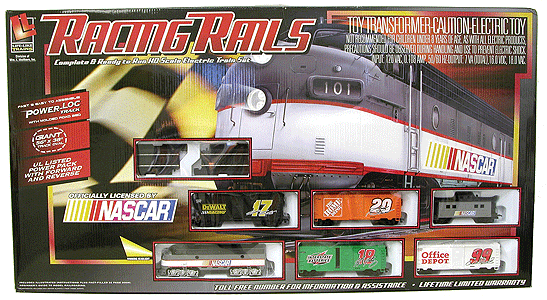 Diesel Freight - Racing Rails -- NASCAR(R) F7, 4 Cars, Caboose, 56x38" Power-Loc Oval, Power Pack