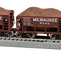 Ore Car 6-Pack - Ready to Run -- Milwaukee Road Set B (Boxcar Red, Large Lettering)