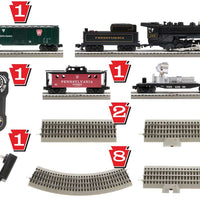 Pennsylvania Keystone Train Set - 3-Rail - LionChief Sound & Control -- 0-8-0 Locomotive, 3 Cars; FastTrack Oval, Power Pack, Remote Control