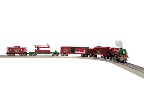 Christmas Celebration Train Set - LionChief Sound & Control -- 2-4-2 Steam Loco, 3 Cars, FasTrack Oval, Remote Controller, Wall Power Suppl