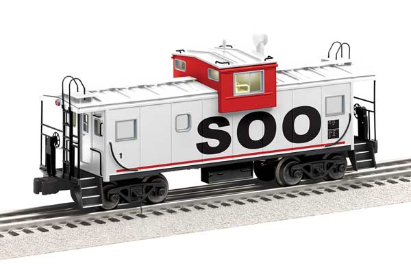 Exxtended-Vision Caboose with CupolaCam - 3-Rail - Ready to Run -- Soo Line 1 (white, black, red)