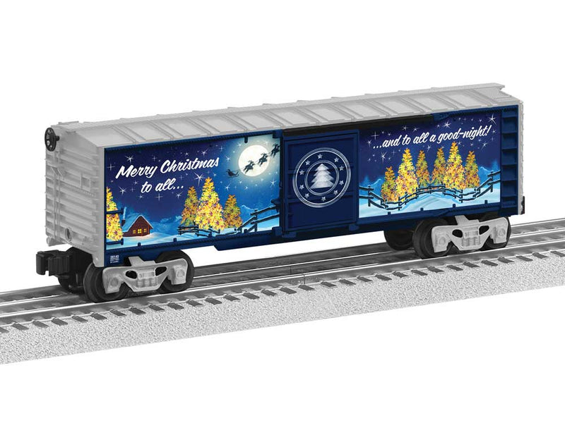 Illuminated Boxcar - 3-Rail - Ready to Run -- Night Before Christmas (blue, white, green)