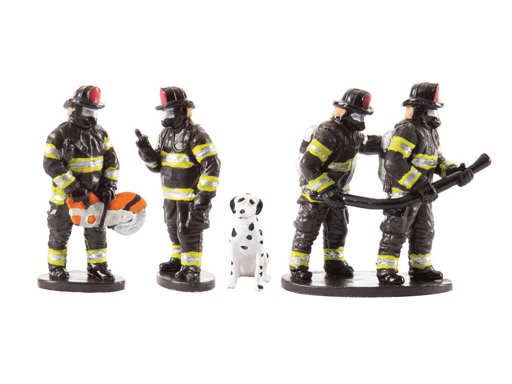 Firefighters and Dog -- 4 Firefighters, 1 Dog
