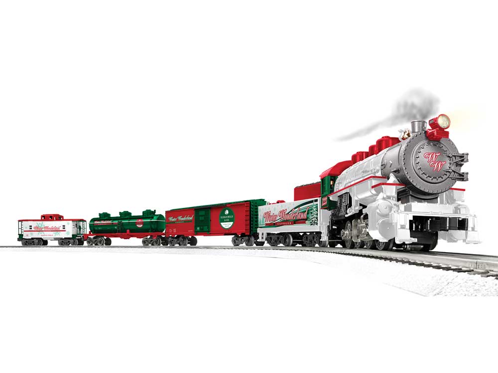 Winter Wonderland Train Set - 3-Rail - LionChief Bluetooth 5.0 Sound and Contr -- 0-8-0 Locomotive, 3 Cars, FasTrack(R) Oval, Power Pack & Controller