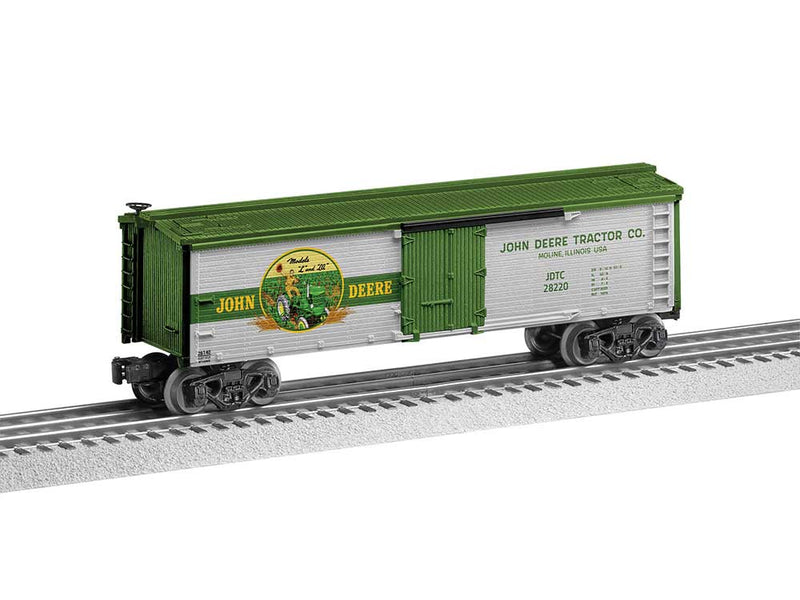 Wood Reefer w/Horizontal Siding - 3-Rail - Ready to Run -- John Deere (gray, green)