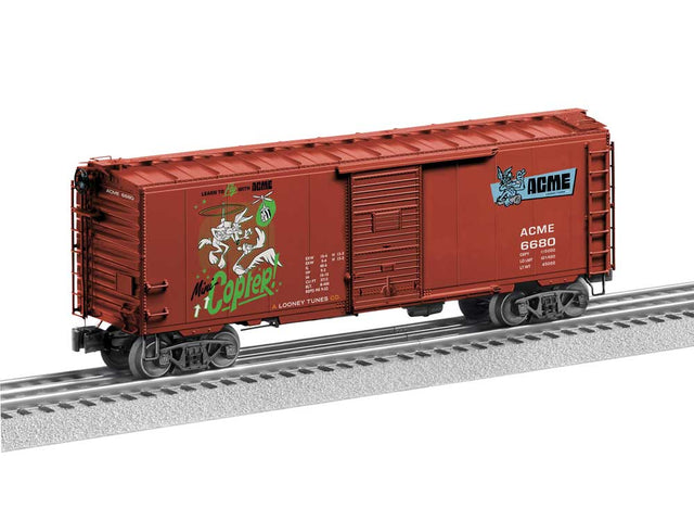 PS-1 40' Boxcar - 3-Rail - Ready to Run -- ACME Looney Tunes #6680 (Mini Copter, Boxcar Red, green, blue)