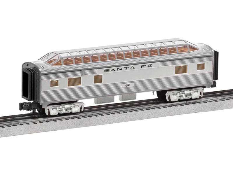 13" Full-Length Dome Car - 3-Rail - Ready to Run -- Santa Fe #60 (silver, black)