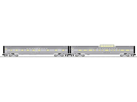 21" Fluted Dome & Sleeper - 3-Rail - Ready to Run -- Chicago, Burlington & Quincy Silver Brand, Silver Boulder (stainless)