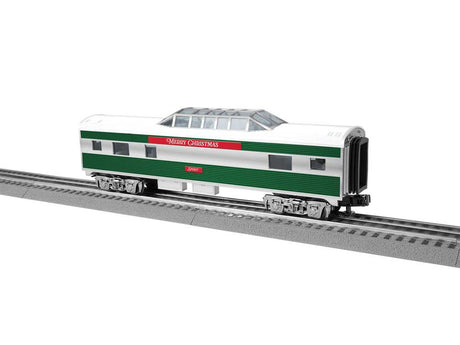 13" Streamlined Vista Dome - 3-Rail - Ready to Run -- Christmas Spirit (silver, green, red)