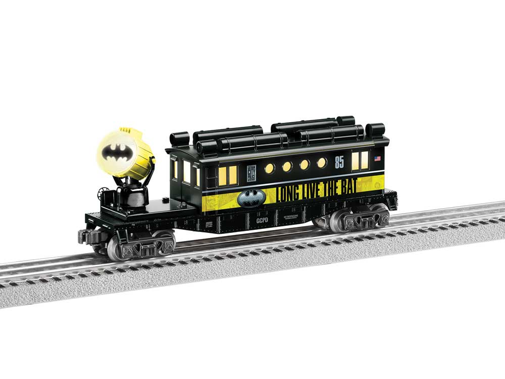 Bat Signal Caboose w/Floodlight - 3-Rail - Ready to Run -- Batman 85th Anniversary (black, yellow)