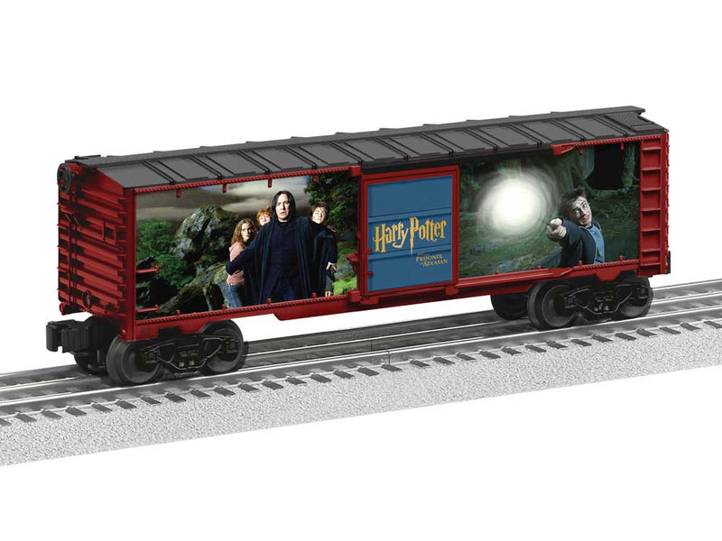 Steel Boxcar - 3-Rail - Ready to Run -- Harry Potter and the Prisoner of Azkaban (red, black)-1