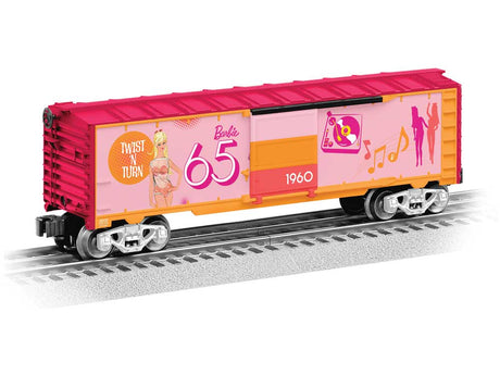 Steel Boxcar - 3-Rail - Ready to Run -- Barbie 1960 (65th Anniversary, pink, red)-1