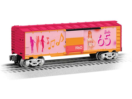 Steel Boxcar - 3-Rail - Ready to Run -- Barbie 1960 (65th Anniversary, pink, red)-2