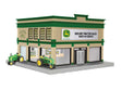 John Deere Showroom with 2 Tractors & Interior Lights -- Assembled - 9-3/8 x 9-3/8 x 6-3/8"  23.8 x 23.8 x 16.2cm-1