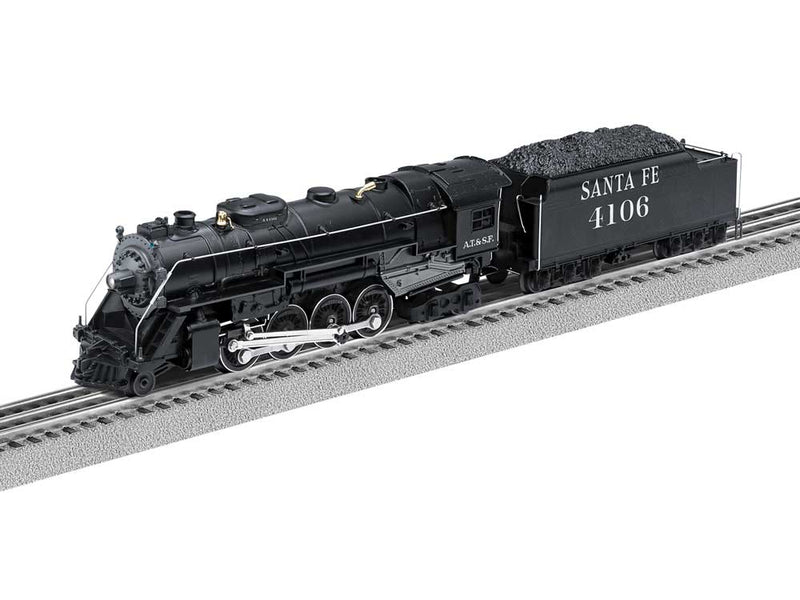 2-8-4 Berkshire - 3-Rail w/Sound & LionChief(R) Plus 2.0 Remote & Bluetooth -- Santa Fe #4106 (black, graphite)