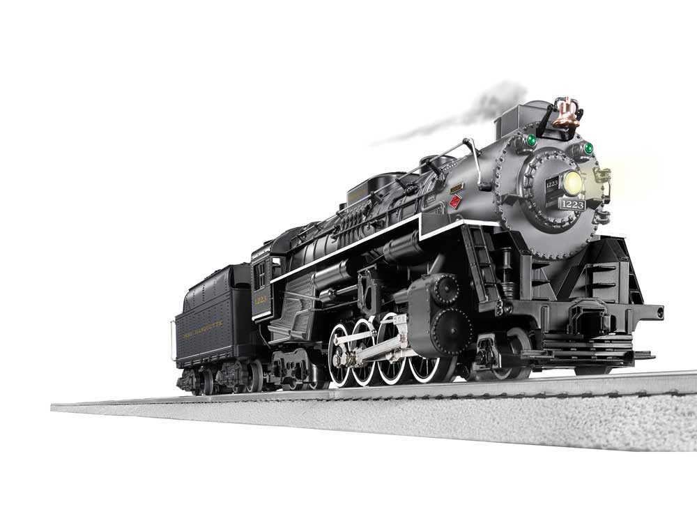 2-8-4 Berkshire - 3-Rail w/Sound & LionChief(R) 2.0 Remote & Bluetooth -- Pere Marquette #1223 (black, graphite)