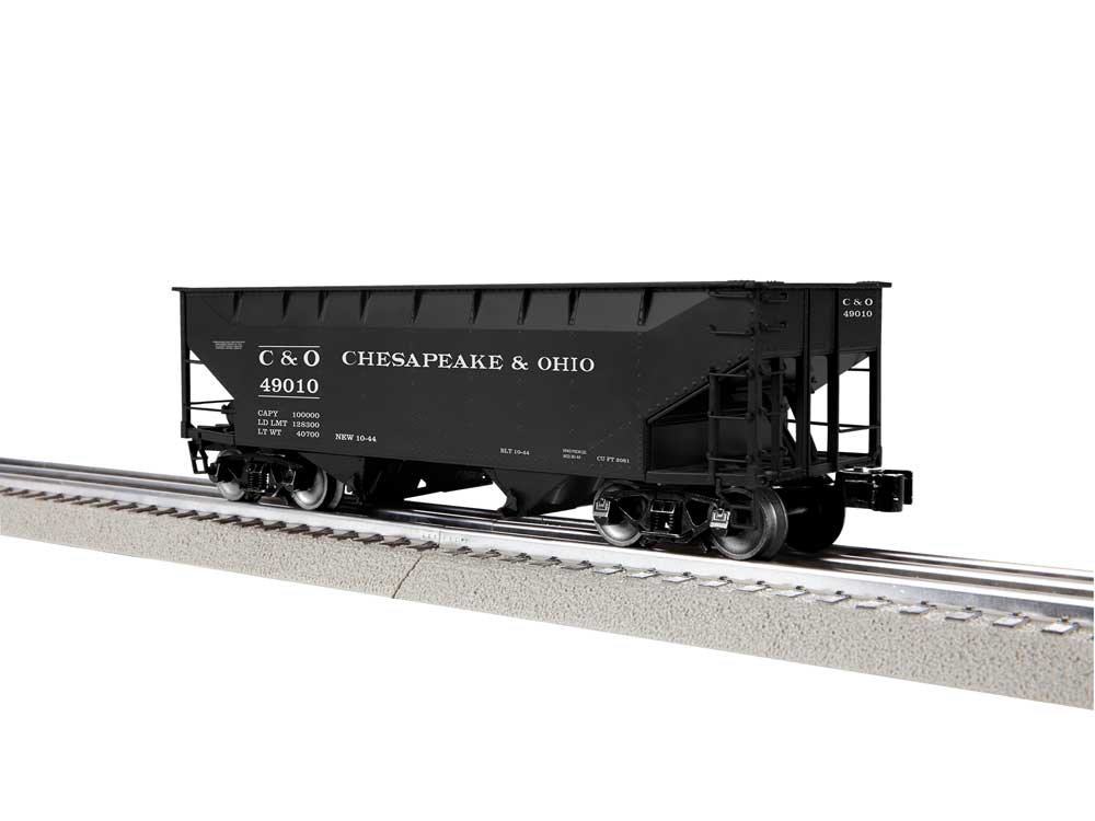 AAR 2-Bay Offset Hopper 3-Pack - 3-Rail - Ready to Run -- Chesapeake & Ohio Set #1 (black, white)
