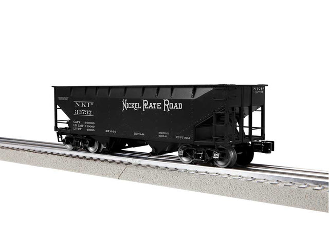 AAR 2-Bay Offset Hopper - 3-Rail - Ready to Run -- Nickel Plate Set #33737 (black, white)