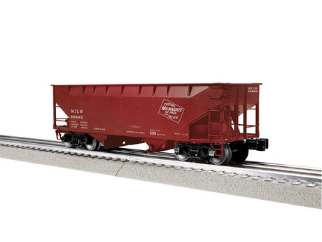 AAR 2-Bay Offset Hopper - 3-Rail - Ready to Run -- Milwaukee Road Set #1 #96885 (Boxcar Red, CMStP&P Logo)