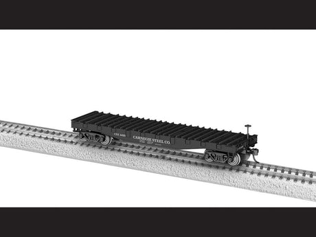 40' Steel-Deck Steel Mill Flatcar - Ready to Run -- Carnegie Steel #4420 (black, white)