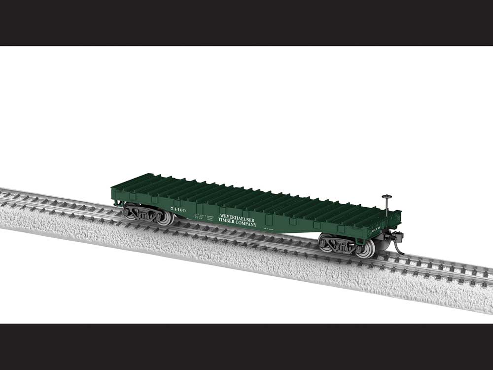 40' Steel-Deck Steel Mill Flatcar - Ready to Run -- Weyerhaeuser #54460 (green)