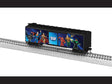 40' Steel Flat-End Boxcar - Ready to Run -- Justice League (black, Full-Color Characters)