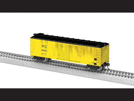 40' Steel Flat-End Boxcar - Ready to Run -- Penn Central #38423 (MOW yellow, black, graffiti)-1