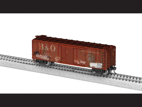 40' Steel Flat-End Boxcar - Ready to Run -- Baltimore & Ohio #X2495 (Boxcar Red, white, Large B&O and 13 State Logo, gra-1
