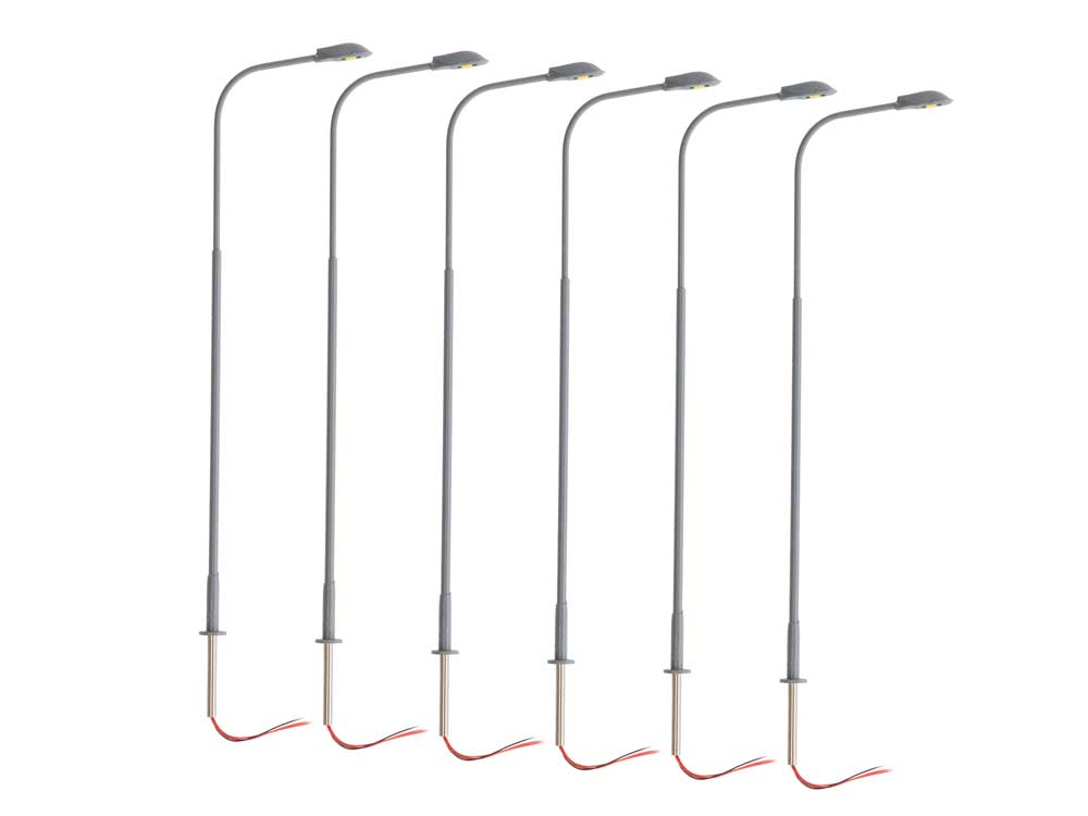 Single-Arm Cobra-Head Warm White LED Street Light/Lamp 6-Pack -- Gray Mast 4" 10.2cm Tall