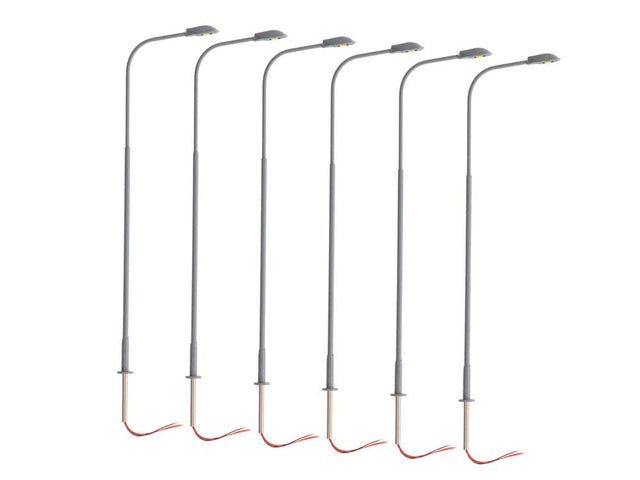 Single-Arm Cobra-Head Warm White LED Street Light/Lamp 6-Pack -- Gray Mast 4" 10.2cm Tall