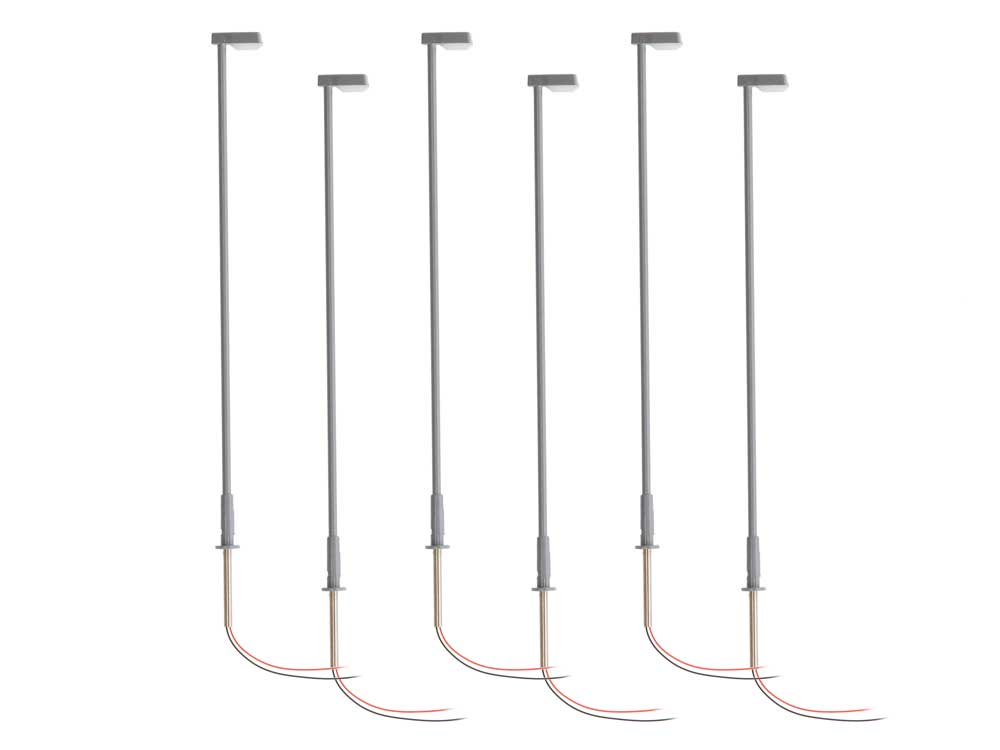 Short-Arm Highway Warm White LED Street Light/Lamp 6-Pack -- Gray Mast 4" 10.2cm Tall